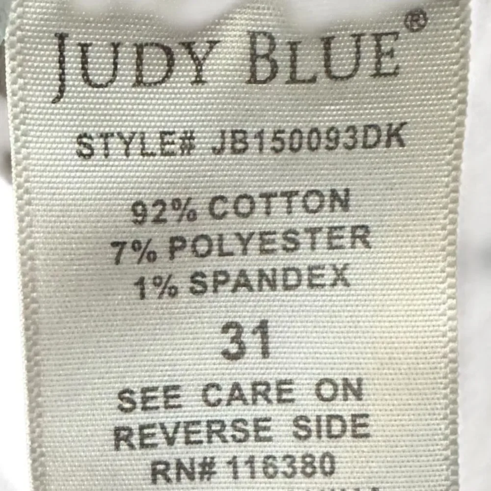Judy Blue Dark‎ Wash White Thread Stretchy Rolled Hem Denim Jeans Size 31